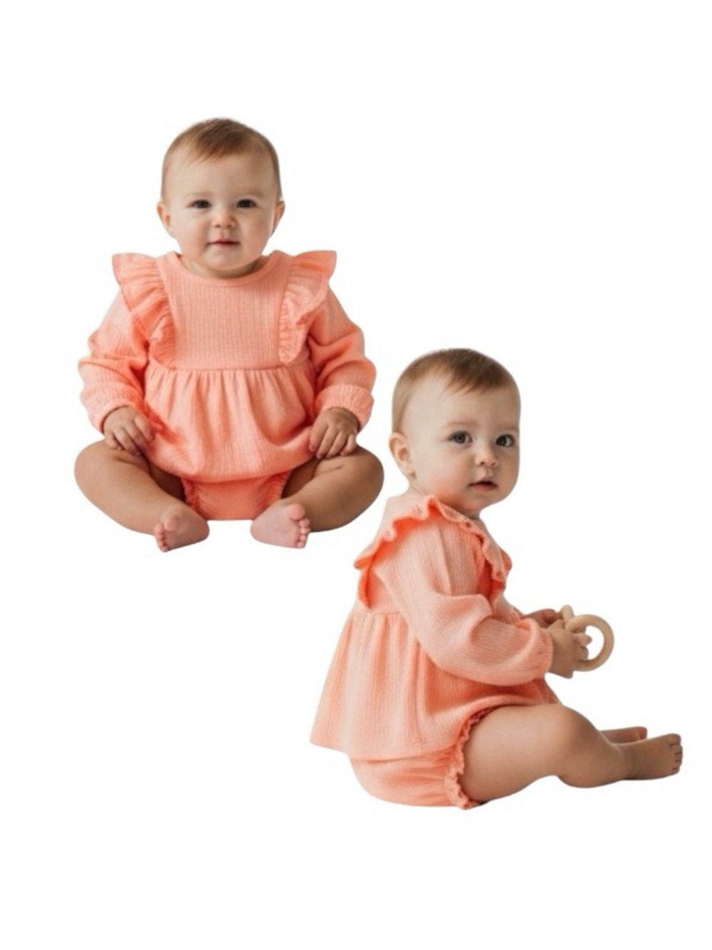 wonder nation Peach Knit Ruffle Top And Bloomer Set